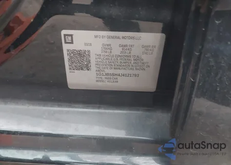 2018 Chevrolet Sonic Ls Auto из США, поврежденный, VIN 1G1JB5SH4J4121793